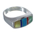 Genuine Sterling Silver Multicolor Inlay Southwest Ring Size 8-1/2 QX75941
